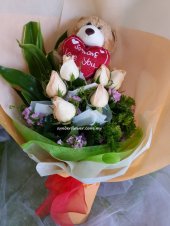 BB496 - Champagne roses & bear BB496 - Champagne roses & bear