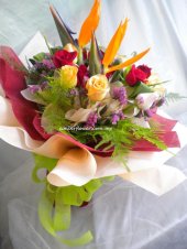 AHM555 - Bird of paradise and mixed roses AHM555 - Bird of paradise and mixed roses